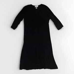 Black Stretchy Midi Dress Large 3/4 Sleeve Wednesday Addams Goth Lydia Deetz